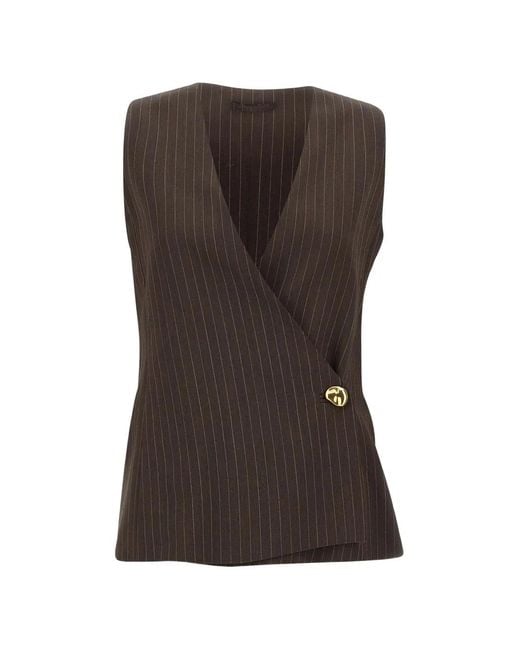 Marella Brown Ranghi Pinstripe Knitted Gilet