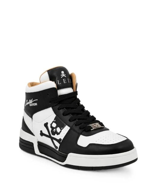 Philipp Plein White Notorius Skull-Patch Sneakers