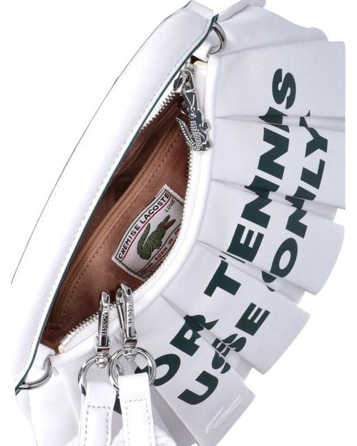 Lacoste White Lenglen Pleated Shoulder Bag for men