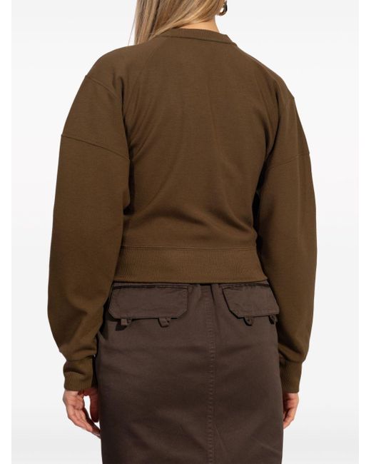 Saint Laurent Brown Cropped Jersey Sweatshirt