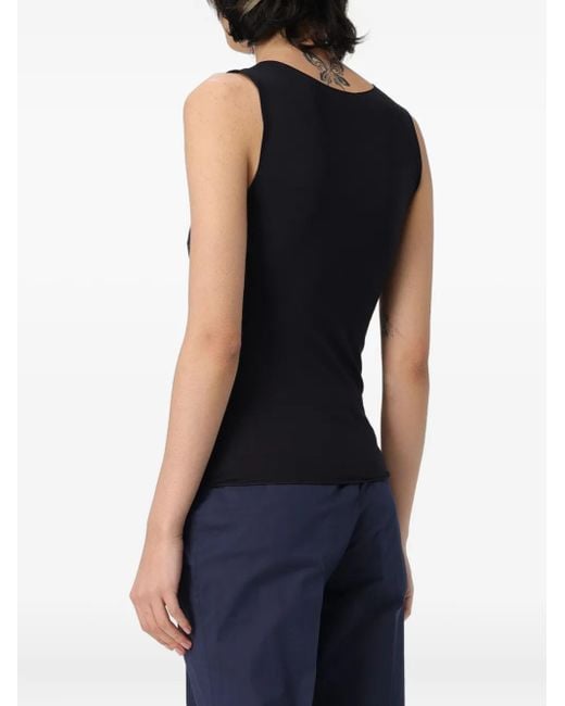 Emporio Armani Blue V-Neck Jersey Top