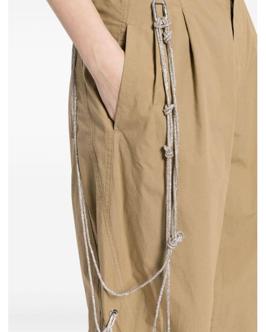 DARKPARK Natural Rhinestone-chain Cotton Trousers