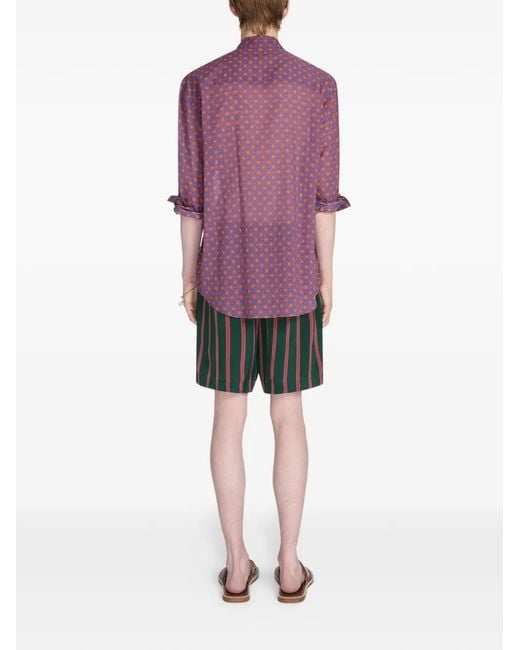 Dries Van Noten Purple All-Over Embroidered Long-Sleeved Shirt for men