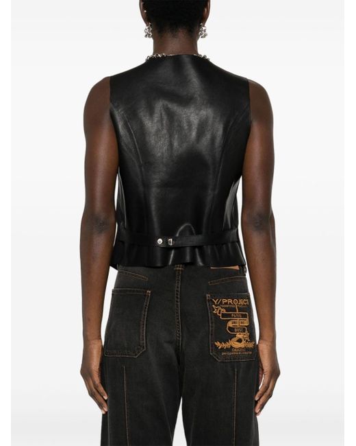 P.A.R.O.S.H. Black Single-breasted Leather Waistcoat
