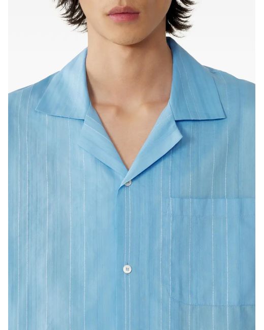 Lanvin Blue Striped Button Shirt for men