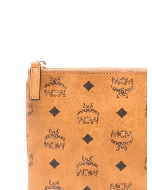 MCM Brown Pochette Visetos À Motif Monogrammé