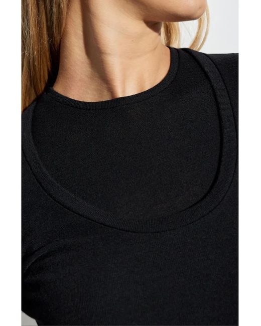 Jil Sander Black Layered Wool Dress