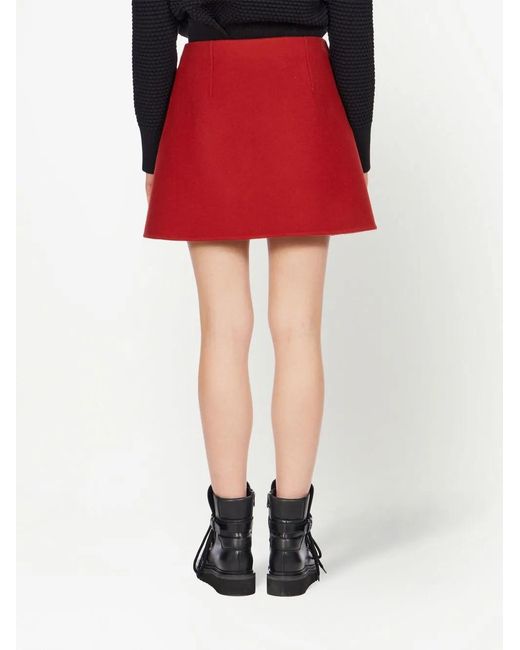 Ferragamo Red Cashmere-Blend A-Line Mini Skirt