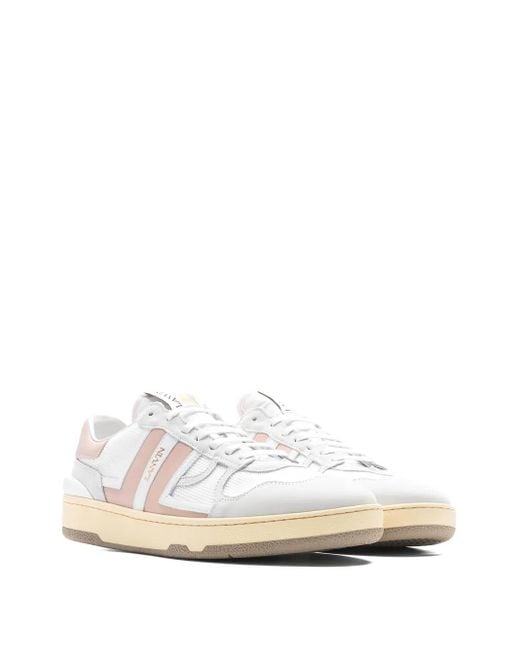 Lanvin White Clay Leather Panel Low-Top Sneakers for men