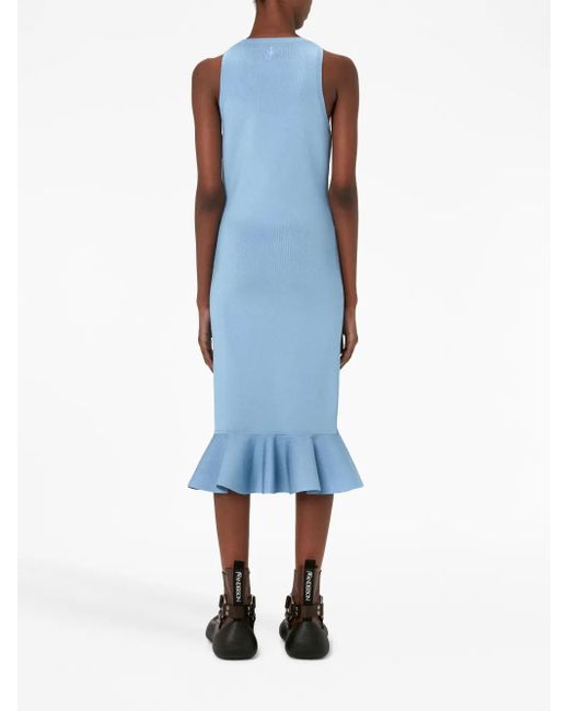 J.W. Anderson Blue Ruffled-Hem Dress