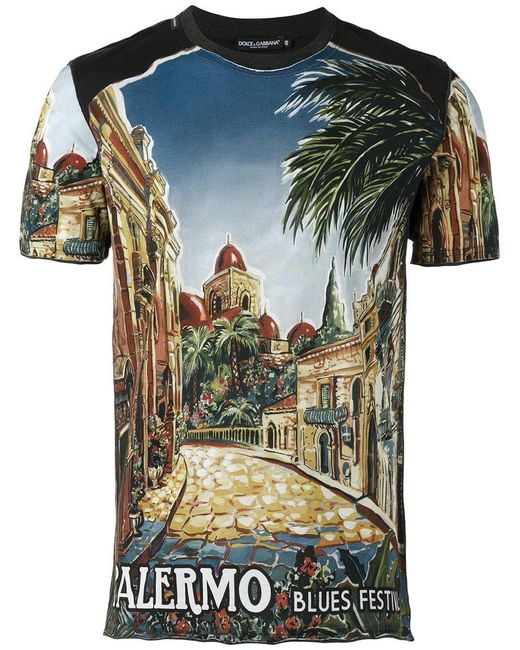 Dolce & Gabbana Multicolor Palermo Print T-shirt for men