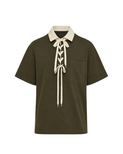 Simone Rocha Green Lace-Up Rugby Polo Shirt for men