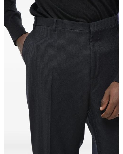 Corneliani Black Pinstriped Wool Trousers for men