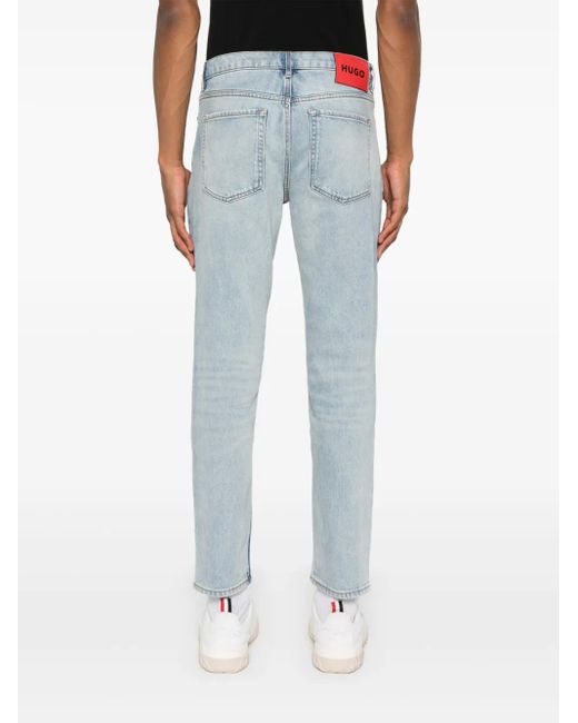 HUGO Blue Slim-Leg Cotton-Blend Jeans for men