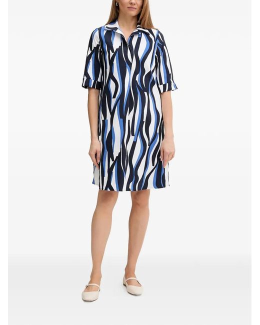 Joseph Ribkoff Blue Abstract Pattern Collared Dress