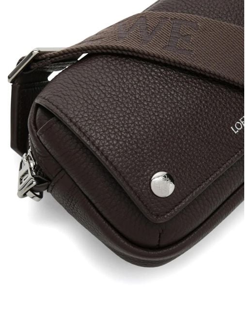 Loewe Black Small Pebble Logo-Print Grained Shoulder Bag for men