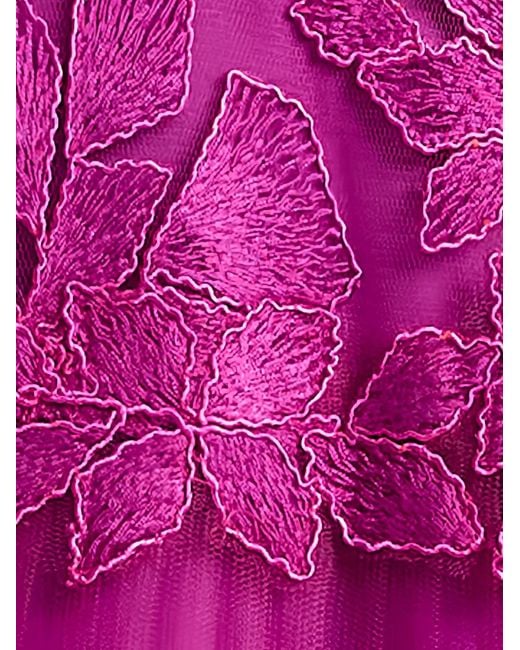 Tadashi Shoji Purple Floral-Embroidered Tiered Midi Dress