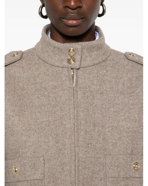 Maje Natural Button-Detailed Bomber Jacket