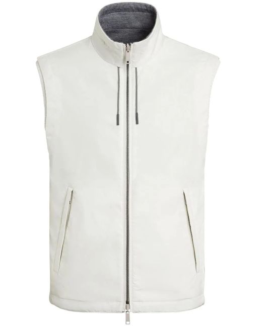 Zegna White Reversible Zip-Up Vest for men