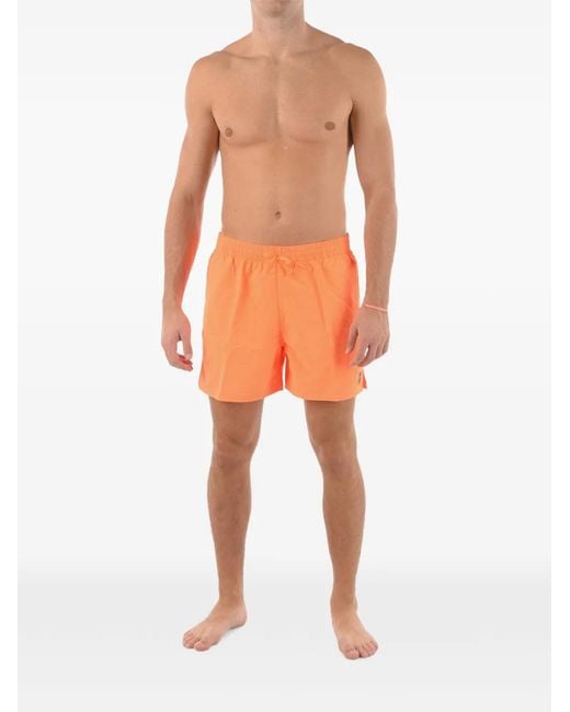 Nike Orange Logo-Patch Elasticated Swim Shorts for men