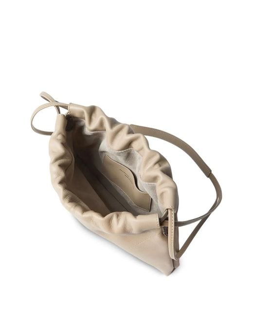 Brunello Cucinelli Natural Bc Duo Monili-Detail Leather Shoulder Bag