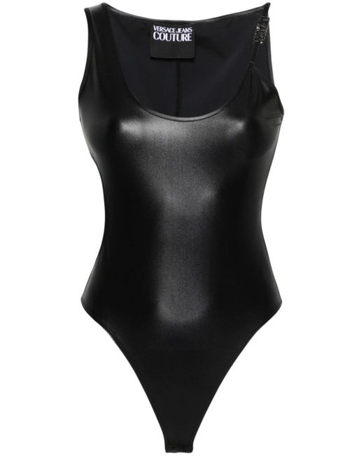 Versace Black Logo-lettering Bodysuit