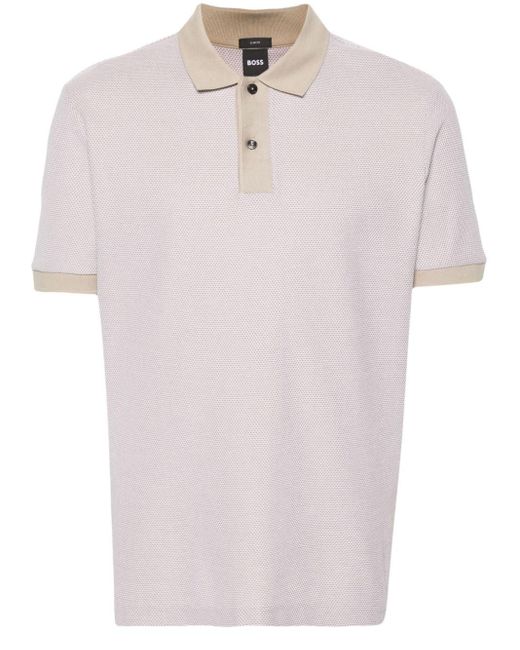 Boss White Short-sleeve Cotton Polo Shirt for men