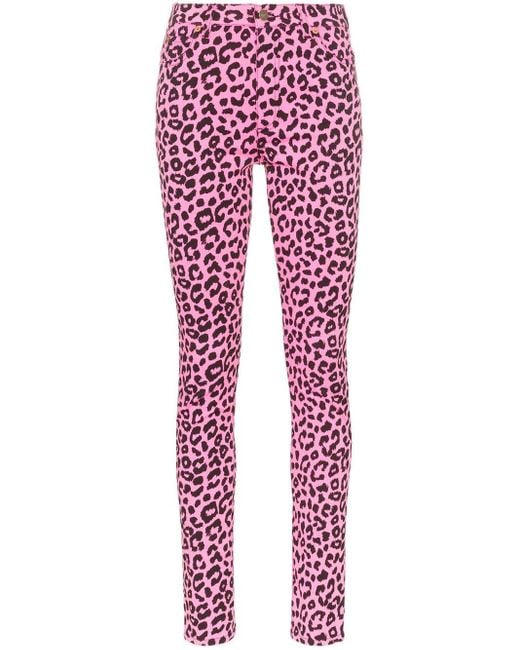 Gucci Pink Leopard Print High-waisted Skinny Jeans