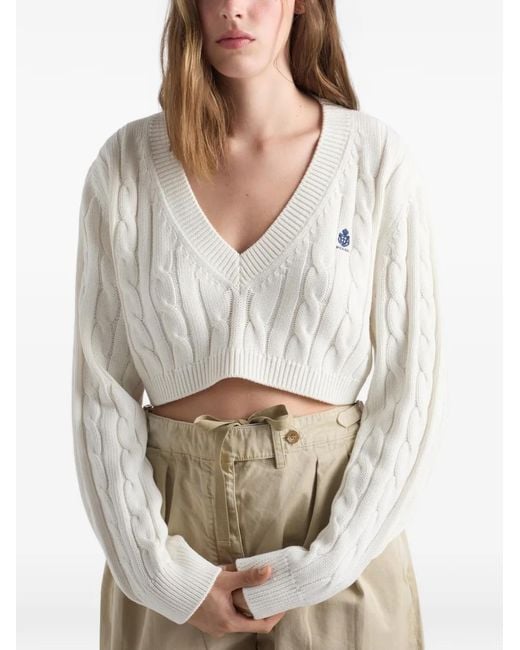 Prada White V-Neck Cotton Sweater