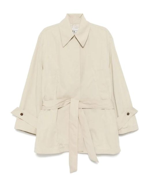【RECTO】 WIDE FIT SHORT TRENCH COAT RECTO. Short Trench Coat in Natural | Lyst
