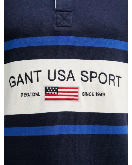 Gant Blue Striped Logo-Embroidered Sweater for men