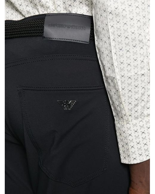 Emporio Armani Blue Logo-Plaque Trousers for men