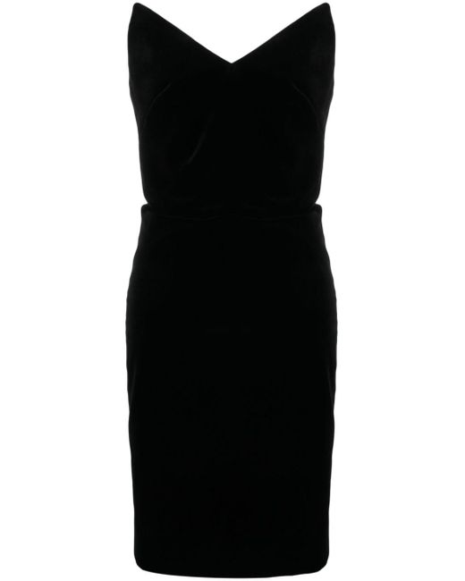 Loewe Black Bustier Velvet Strapless Dress