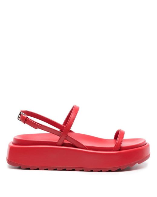 Plan C Red Chunky-sole Leather Sandals