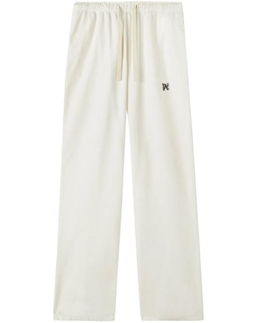 Palm Angels White Off- Jogging Trousers With Monogram for men