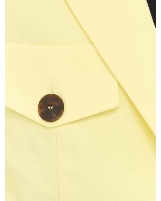 Beatrice B. Natural Button-Up Flap-Pocket Blazer