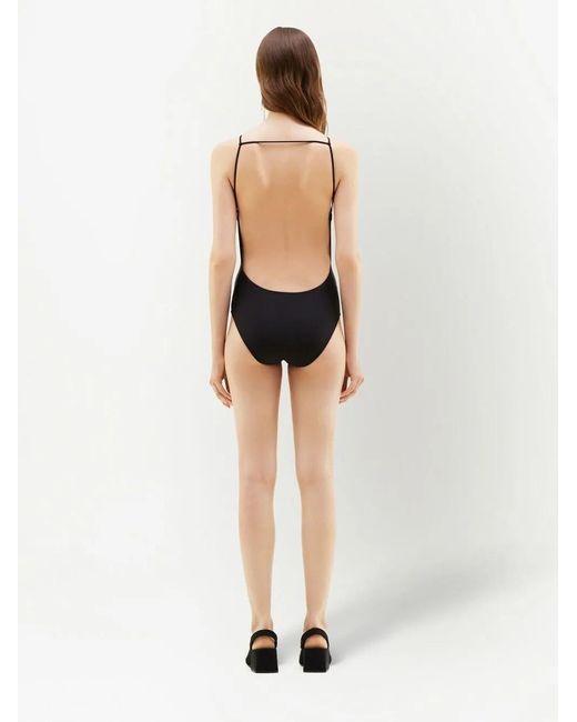 Courreges Black Logo-Patch Detail Swimsuit