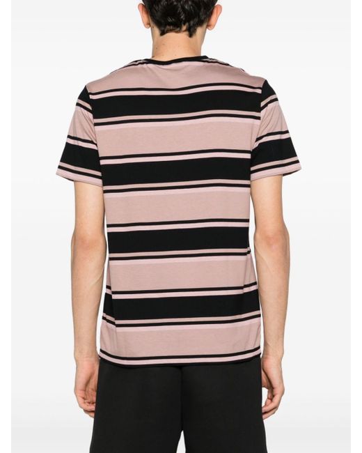 Fred Perry Black Striped Cotton T-shirt for men