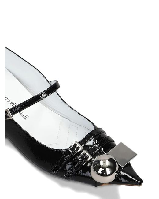 Dove Nuotano Gli Squali Stud-detailed Flat Pumps Black