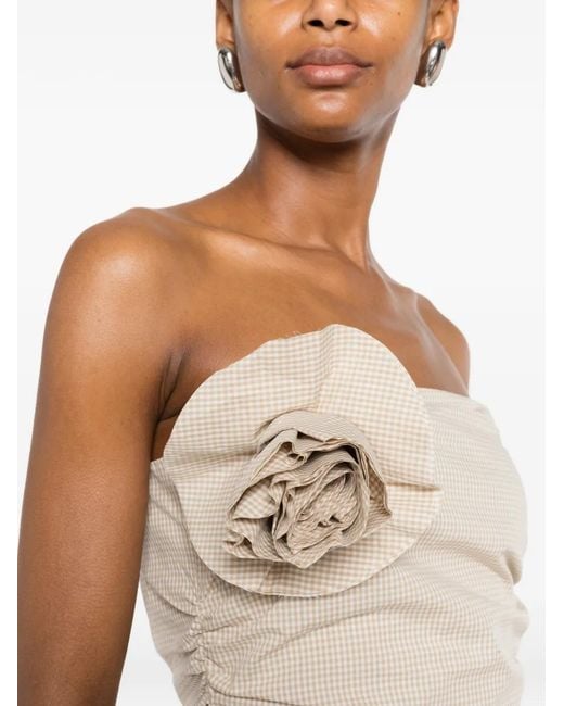 BERNADETTE White Vera Flower-Brooch Midi Dress