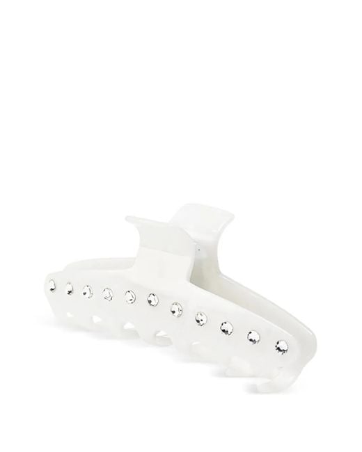 Maison Michel White Crystal-Embellished Claw Hair Clip
