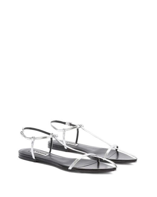 Jil Sander White Pointed Open-Toe Leather Sandals