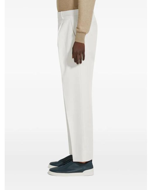 Zegna White Pressed-Crease Trousers for men