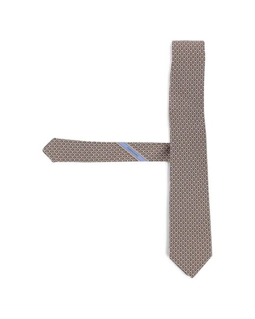 Ferragamo White Gancini-Patterned Tie for men