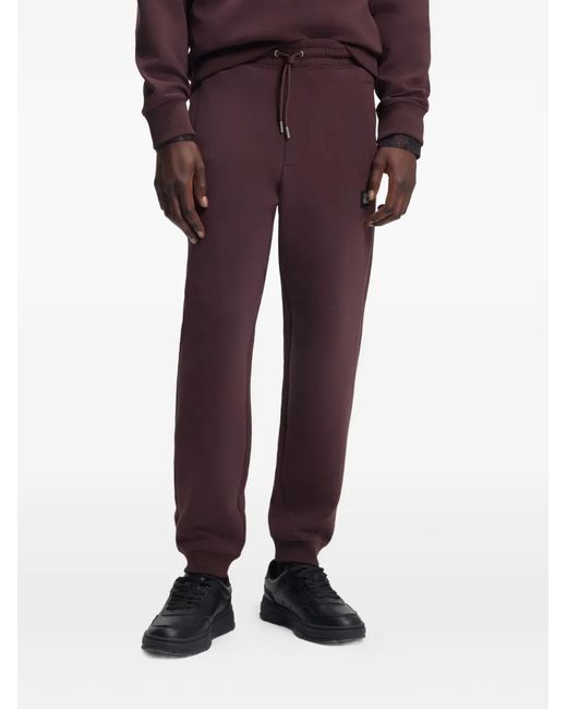 HUGO Purple Drawstring Logo-Detail Track Pants for men