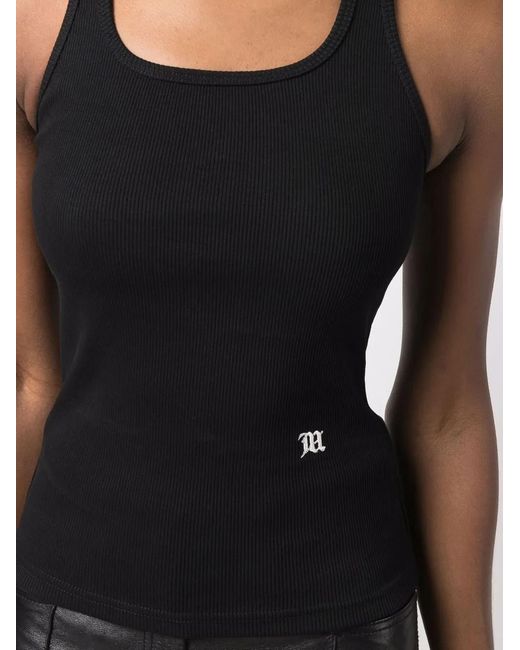 M I S B H V Black Ribbed-Knit Tank Top
