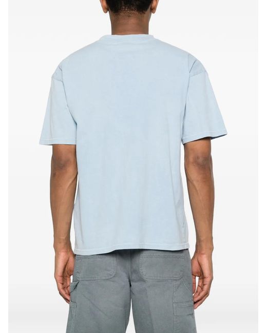Represent Blue Western Initial Embroidery T-Shirt for men