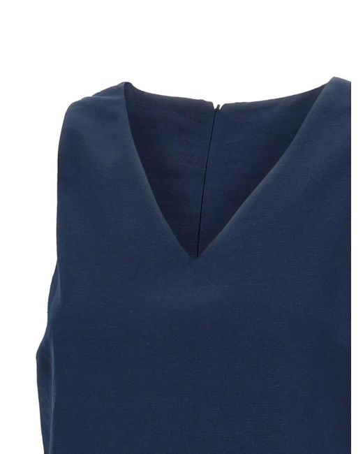 Kaos V-neck Crop Top Blue