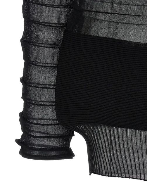 Issey Miyake Black Asymmetrical-Hem Long-Sleeve Blouse