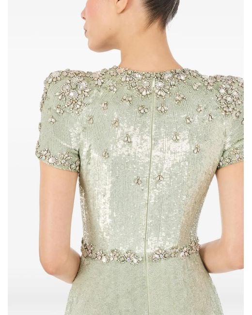 jenny packham green dress Jenny Packham Suri Cape-Effect Embellished Silk-Chiffon Gown In Green - 50% Off